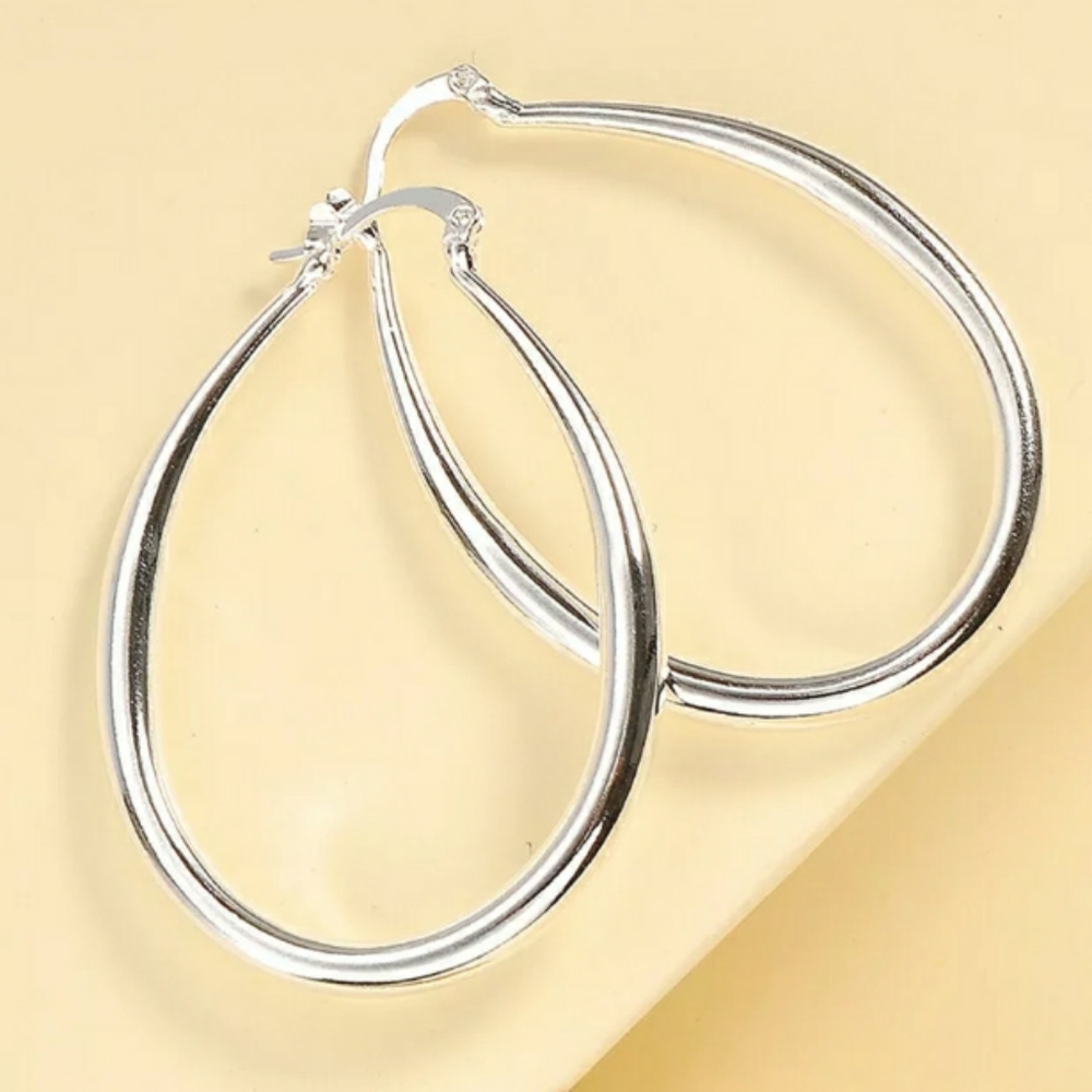 Silver Plated Hoop Earrings - Picture 2 of 3